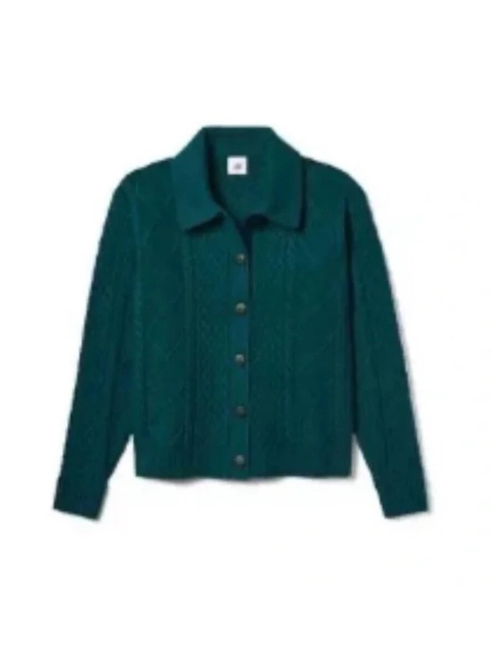 NWOT! CAbi Deep Teal Peacock Cable-Knit Button Cardigan Sz. L